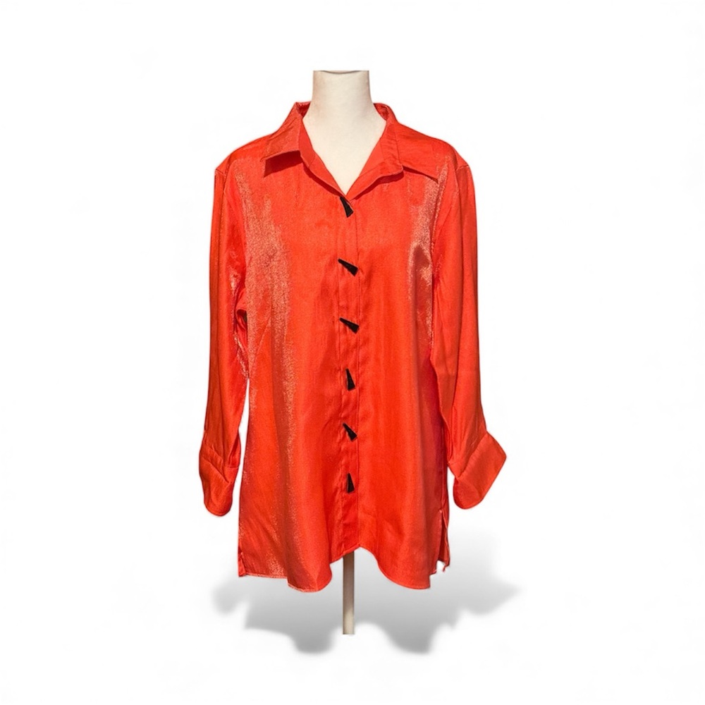 Multiples Vibrant Orange Button-Down Shirt